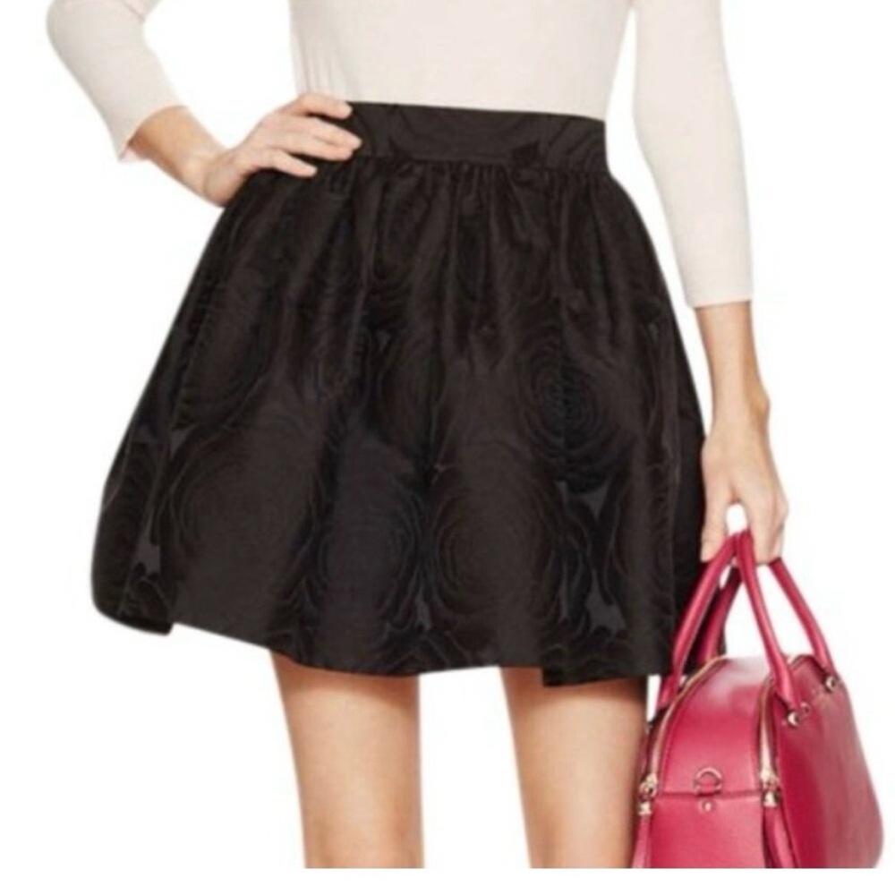 ♠️ Kate Spade Black Rose Embossed “Skirt the Rules” Cupcake Miniskirt